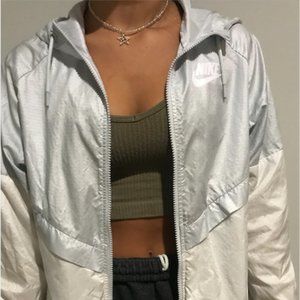 White and Gray Nike Windbreaker